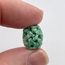 Load image into Gallery viewer, Basket Weave Carved 18x16mm Flowering Jade Barrel Bead 10570Fj | 15x13mm | Green - PremiumBead Alternate Image 9