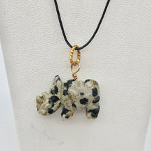Load image into Gallery viewer, Dalmatian Stone Hand Carved Rhinoceros Pendant with 14Kgf Findings 509275DS - PremiumBead Alternate Image 2