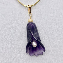 Load image into Gallery viewer, Lily! Natural Carved Amethyst Flower14Kgf Pendant |1 9/16 x 5/16" | Purple | - PremiumBead Alternate Image 5