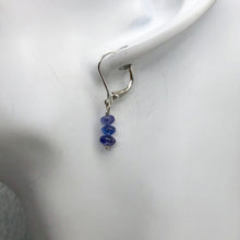 Load image into Gallery viewer, Tanzanite Sterling Silver Lever Back Earrings | 1 Inch Long | 3 Beads |
