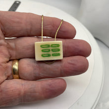 Load image into Gallery viewer, Mahjong Bamboo Rectangle Tile Pendant Bead | 25x17x9mm | Green White | 1 Bead |