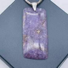 Load image into Gallery viewer, Natural Purple Lepidolite Large Rectangular Sterling Silver Pendant | 2 3/4" |