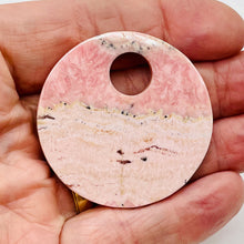 Load image into Gallery viewer, 1 Natural Lacy Pink Rhodochrosite 50mm Pi Circle Pendant