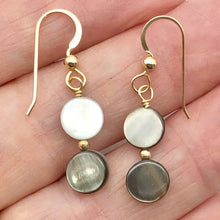 Load image into Gallery viewer, Black Lip Mussel Shell Pearl Drop/Dangle 14kgf Earrings| 1 1/2" Long | 1 Pair |