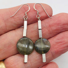 Load image into Gallery viewer, Unique Labradorite Disc and Sterling Silver Earrings 300015