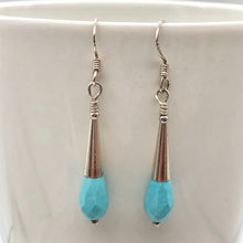 Load image into Gallery viewer, Natural Blue Turquoise and Silver Earrings |Turquoise|1.75" (long)| 307404 - PremiumBead Alternate Image 6