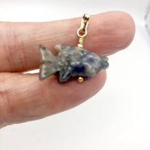 Load image into Gallery viewer, Swimmin'! Sodalite Koi Fish 22K Vermeil Gold Pendant 509265SDG - PremiumBead Alternate Image 2