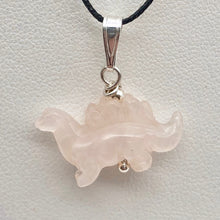 Load image into Gallery viewer, Pink Dinosaur Pendant Rose Quartz Stegosaurus and Silver Pendant 509258RQS | 21x11x8mm (Stegosaurus), 7.0mm (Bail Opening), 7/8" (Long) | Pink - PremiumBead Primary Image 1