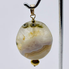 Load image into Gallery viewer, Ocean Jasper 14K Gold Filled Oval Pendant | 1 3/4" Long | White/Grey | 1 Pendant