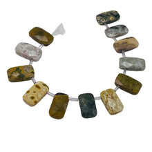 Load image into Gallery viewer, Ocean Jasper 18x10x5mm Facet Pendant Bead 8 inch Strand 004592HS