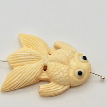 Load image into Gallery viewer, Swim Carved Goldfish Koi or Carp Bone Bead 10749 | 36x30x6mm | Cream - PremiumBead Alternate Image 3