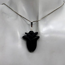 Load image into Gallery viewer, Obsidian Sterling Silver Rose Flower Pendant | 1 1/2" Long | Black | 1 Pendant |