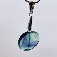 Load image into Gallery viewer, Fluorite Sterling Silver Striped Coin | 1 3/4" Long | Purple/Blue | 1 Pendant |