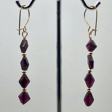 Load image into Gallery viewer, 14K Gold Filled Red Pyrope Garnet Earrings | 2 inches long | - PremiumBead Alternate Image 3