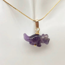 Load image into Gallery viewer, Purple Dinosaur Pendant Amethyst Triceratops 14K Gold-Filled Pendant 509303AMG - PremiumBead Alternate Image 2