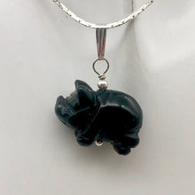 Load image into Gallery viewer, Black Obsidian Pig Pendant Necklace |Semi Precious Stone Jewelry|Silver Pendant| - PremiumBead Primary Image 1