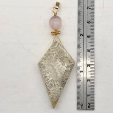 Load image into Gallery viewer, Fossilized Coral, Kunzite Kite 14K Gold Filled Pendant| 2 3/4" | White, Black |