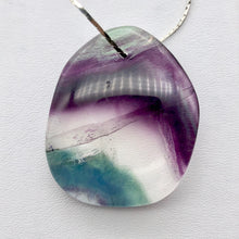 Load image into Gallery viewer, Purple/Clear/Teal Fluorite Freeform Pendant Bead! | 39x32mm | Purple | Oval | - PremiumBead Alternate Image 2