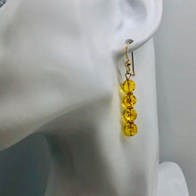 Load image into Gallery viewer, Amber 4 Bead 14K Gold Filled Drop/Dangle Earrings | 2" Long | Yellow | 1 Pair |