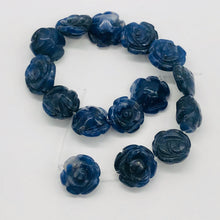 Load image into Gallery viewer, Hand Carved Blue Sodalite Rose Bead Half Strand | 15-16 Beads | 14x7 mm |
