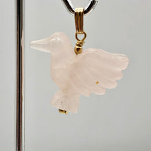 Load image into Gallery viewer, Rose Quartz Dove Pendant Necklace|Semi Precious Stone Jewelry|14kgf Pendant