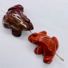 Load image into Gallery viewer, Stone Charming Carved Brecciated Jasper Frog Figurine | 22x12.5x9mm | Red