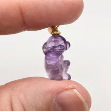Load image into Gallery viewer, Swingin' Hand Carved Amethyst Monkey and 14K Gold Filled Pendant 509270AMG - PremiumBead Alternate Image 2