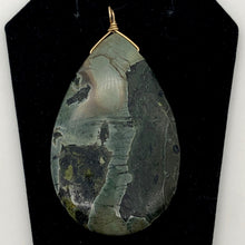 Load image into Gallery viewer, Wow Tsunami Sediment Stone Wire Wrap Pendant | 55x35mm | Deep Green |