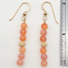 Load image into Gallery viewer, 14K Gold Filled Peach Chalcedony with Gold Disco Ball Earrings | 2 inches long |