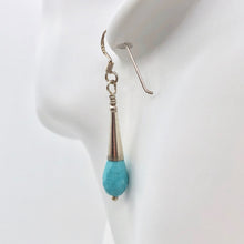 Load image into Gallery viewer, Natural Blue Turquoise and Silver Earrings |Turquoise|1.75" (long)| 307404 - PremiumBead Primary Image 1