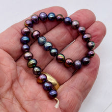 Load image into Gallery viewer, Premium Rainbow Peacock 8x7mm FW Pearl 8 inch Strand 002271HS