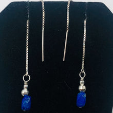 Load image into Gallery viewer, Lapis Sterling Silver Threader Earrings | 3 1/2" Long | Blue | 1 Pair |
