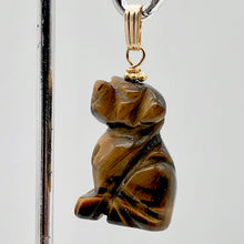 Load image into Gallery viewer, Tiger Eye Dog Pendant Necklace | Semi Precious Stone Jewelry | 14K Gold Filled |