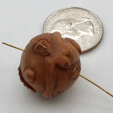 Load image into Gallery viewer, Hand Carved Boxwood Mermaid 20mm Round Ojime/Netsuke Bead - PremiumBead Alternate Image 4