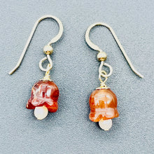 Load image into Gallery viewer, Carnelian Pearl 14K Gold Filled Earrings | 1 1/8" Long | Red /White | 1 Pair |