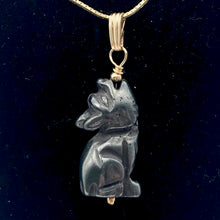 Load image into Gallery viewer, Hematite Wolf Pendant Necklace | Semi Precious Stone Jewelry | 14k Pendant - PremiumBead Alternate Image 2
