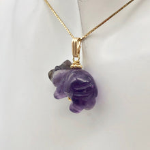 Load image into Gallery viewer, Amethyst Pig Pendant Necklace | Semi Precious Stone Jewelry | 14k Pendant - PremiumBead Alternate Image 8