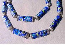 Load image into Gallery viewer, Flowers 2 Enameled Beads 20mm Tube Beads 10517 - PremiumBead Primary Image 1