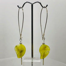 Load image into Gallery viewer, Korean Jade Carved Leaf Sterling Silver Drop Earrings | 3 1/4" Long | Green |