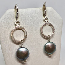 Load image into Gallery viewer, Perfect Moonrise Freshwater Pearl and Silver Circle Chain Earrings 309408 - PremiumBead Alternate Image 3