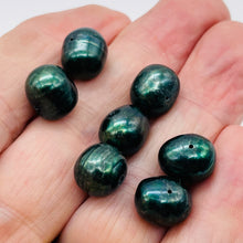 Load image into Gallery viewer, 7 Deep Emerald Green 10mm Green Freshwater Pearls Beads 9603