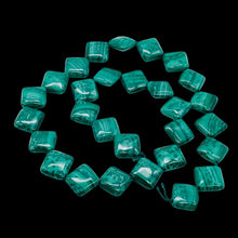 Load image into Gallery viewer, Superb Malachite Diagonal Square Bead Strand | 14x12x4mm | 29 Beads |