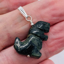 Load image into Gallery viewer, T-Rex Dinosaur Carved Kambaba Jasper Sterling Silver Pendant