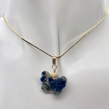 Load image into Gallery viewer, Semi Precious Stone Jewelry Flying Butterfly Pendant Necklace of Sodalite/Gold - PremiumBead Alternate Image 9
