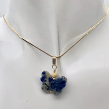 Load image into Gallery viewer, Semi Precious Stone Jewelry Flying Butterfly Pendant Necklace of Sodalite/Gold - PremiumBead Alternate Image 9