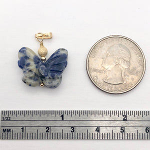 Semi Precious Stone Jewelry Flying Butterfly Pendant Necklace of Sodalite/Gold - PremiumBead Alternate Image 8