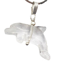 Load image into Gallery viewer, Quartz Dolphin Pendant Necklace | Semi Precious Stone Jewelry | Silver Pendant