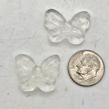Load image into Gallery viewer, Fluttering 2 Hand Carved Quartz Butterfly Beads | 21x18x5mm | Clear - PremiumBead Alternate Image 6
