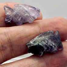 Load image into Gallery viewer, Swimming' 2 Carved Amethyst Fish Koi Carp Beads | 23x12x8mm | Purple - PremiumBead Alternate Image 2