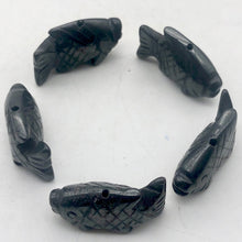 Load image into Gallery viewer, Swimming 2 Hand Carved Hematite Koi Fish Beads | 23x11x5mm | Silver black - PremiumBead Alternate Image 4

